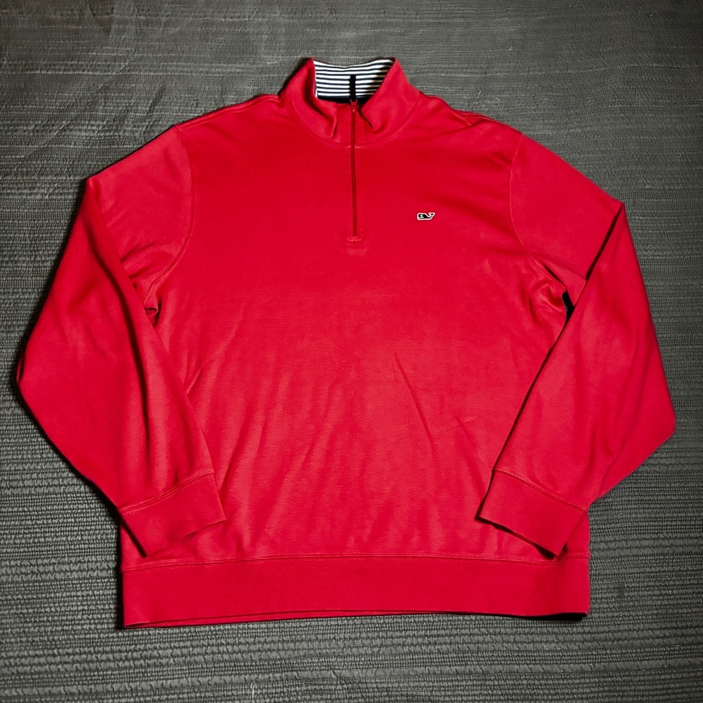 Vineyard Vines Mens Large Red 100% Pima Cotton Quarter‎ Zip Pullover 1K0456 L
